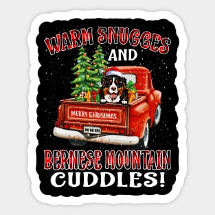 Warm Snuggles And Bernese Mountain Cuddles Ugly Christmas Sweater Sticker